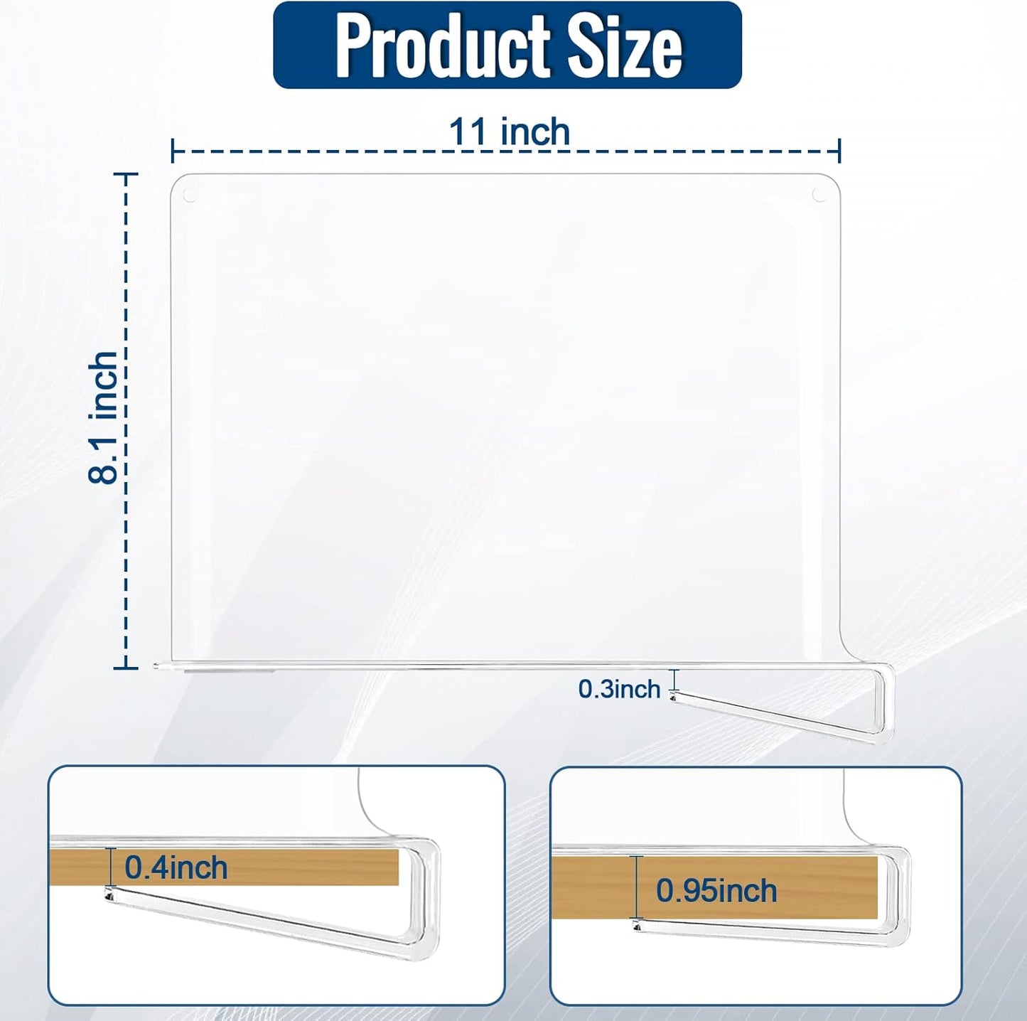 BAUMFEUER 2 Pack Closet Clear Acrylic Shelf Dividers for Shelf Organizer of Bedroom Kitchen Office Bathroom Organizer