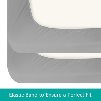 Skiennix Waterproof Crib Sheets - Ultra Soft & Breathable Toddler Mattress Protector | 2 Pack, Grey