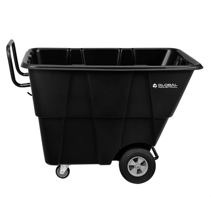 Global Industrial Standard Duty Plastic Tilt Truck 1/2 Cubic Yard Capacity 850 Lb. Capacity, Black, Cart for Construction Commercial Industrial Transportation