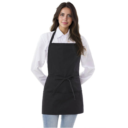 Y.F.H sunbest 2 Pack Chef Apron 3 Pocket Short Apron Adjustable Halter Waitress Apron Kitchen for Cooking Women Black