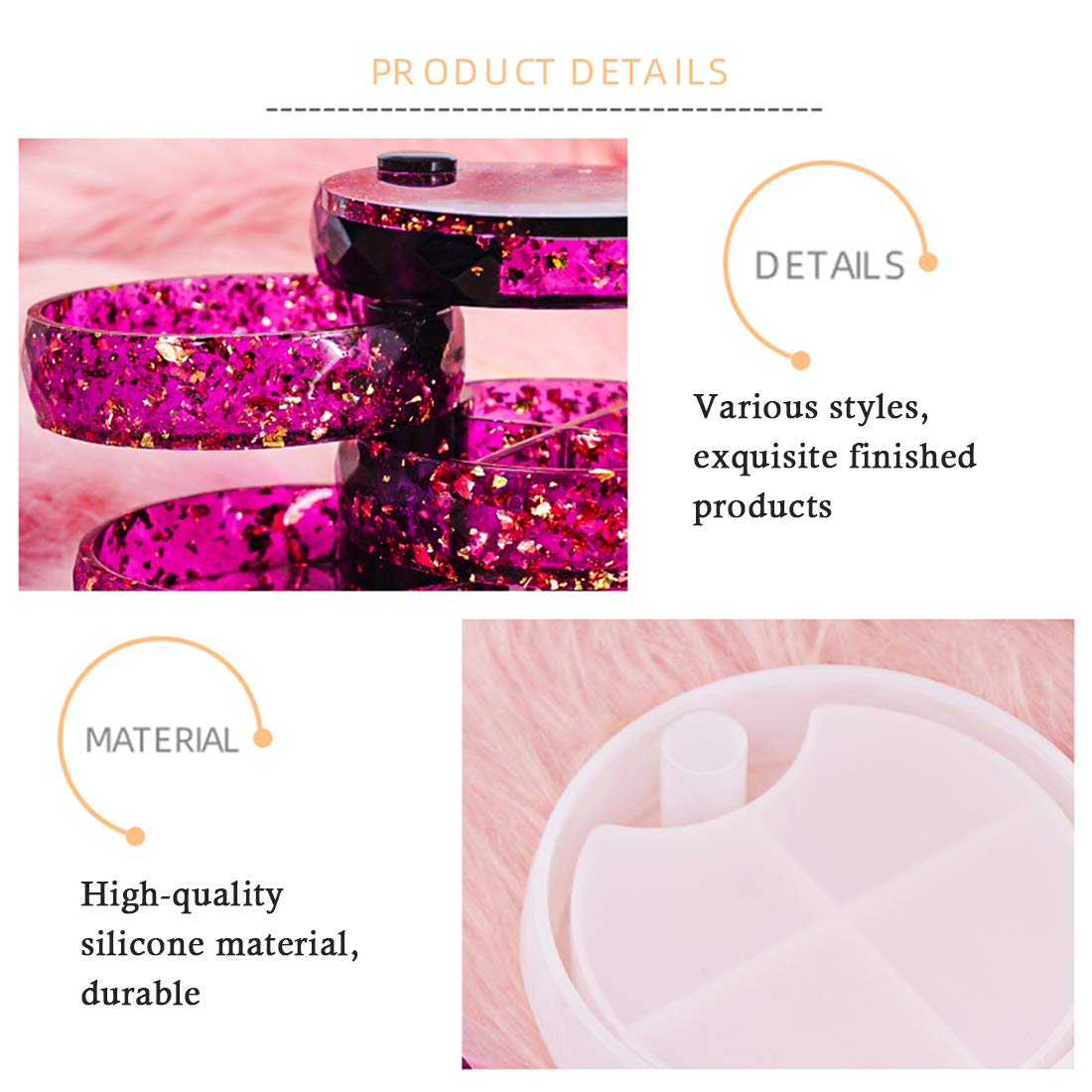 FineInno Rotating Resin Box Molds, Round Box Molds with Rotation Axis, Multi-Tiered Silicone Jewelry Box Molds for Resin Casting, DIY Jewelry Organizer Holder Storage