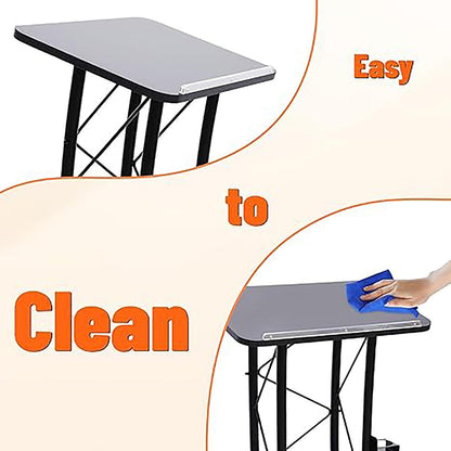 Black Curved Podium Stand - Metal Lectern for Classroom, Stage & Church - Large Pulpit for Speeches, Ceremonies, Celebrations - Professional Presentation Equipment