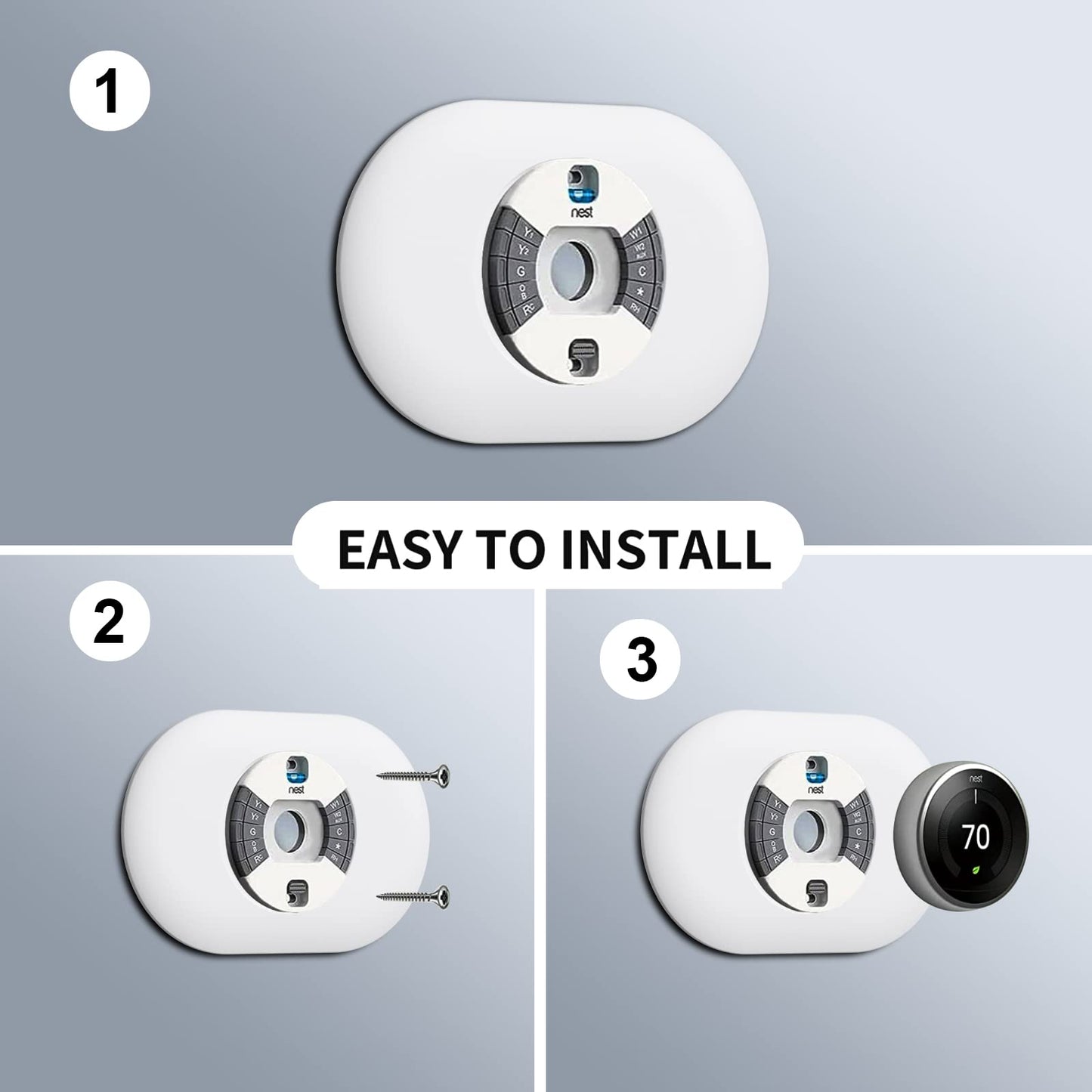 Nest Wall Plate for Google Nest Learning Thermostat 2nd/3rd, 7.7 * 5 inch Nest Thermostat Trim Kit, Made for Google Nest Learning Thermostat 2nd/3rd, Easy Installation