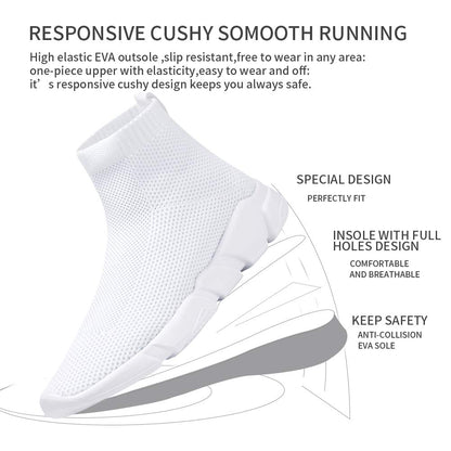 VAMJAM Men's Socks Sneakers Slip On Lightweight Breathable Comfortable Fashion Walking Shoes White Size 8