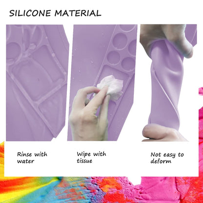 SHNOKER Silicone Craft Mat 21.7"x17.7" Super Large Silicone Painting Mat with 1 Magnetic Cup and Color Palette for Kids and Artist (Purple)