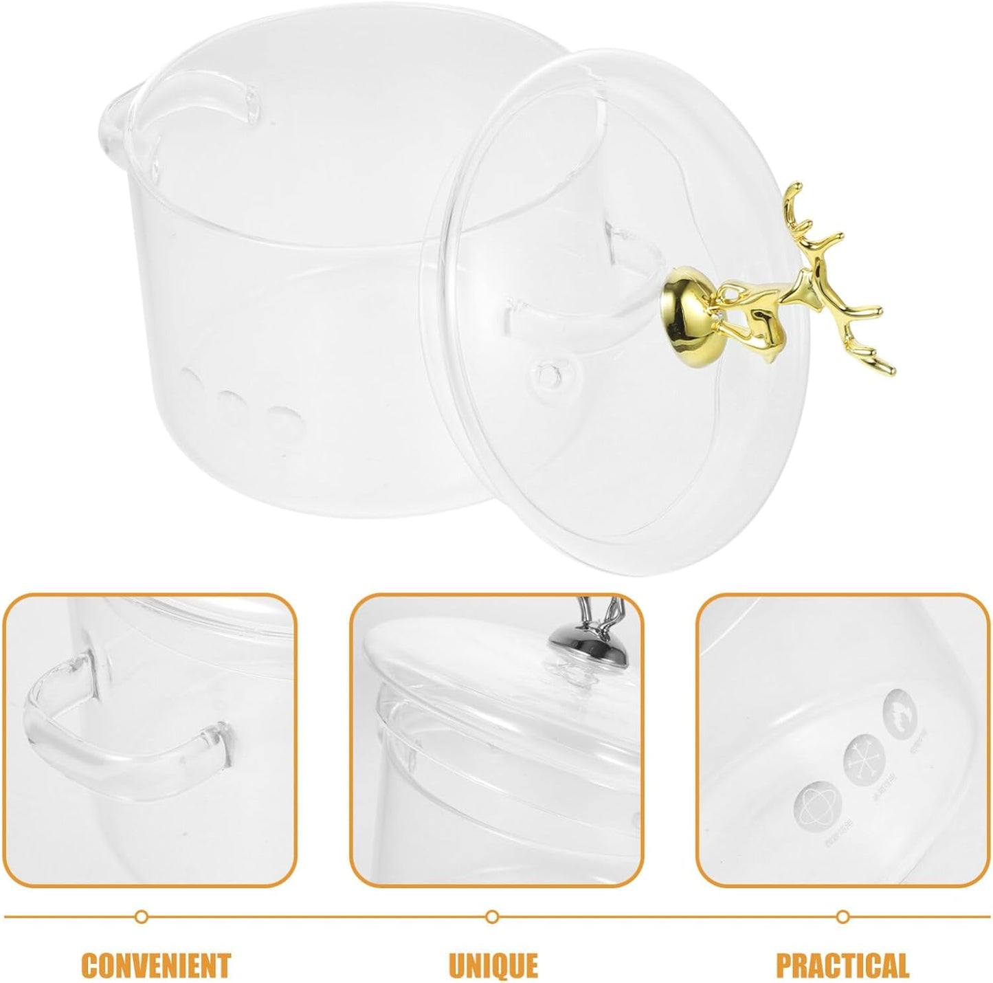 Tofficu Borosilicate Clear Soup Pot with Lid, Christmas Elk Cooking Noodle Pot, Household Kitchen Pan
