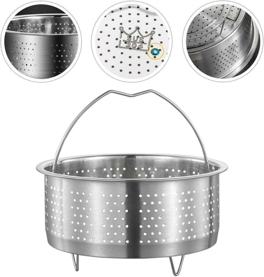 Luxshiny Rice Cooker Steamer Basket with Handle, Stainless Steel for Steaming Food, Meat, Fish, Rice, Veggies