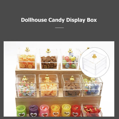 10Pcs Miniature Dollhouse Candy Boxes with Lids, 1:12 Scale Clear Plastic Display Jars, Tiny Food Containers for Doll House Bakery Shop Accessories, 1-inch Mini Treat Box for Crafts & DIY Decor