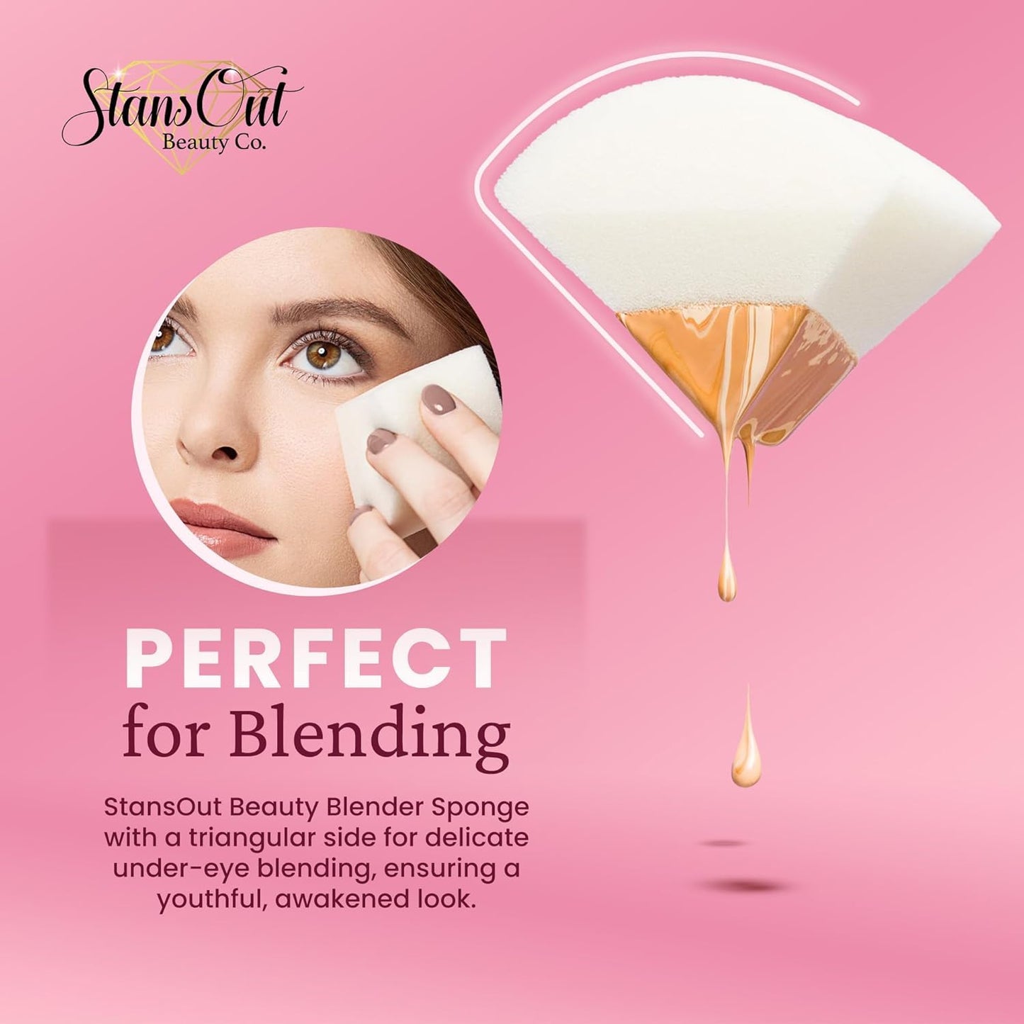 StansOut Memory Foam Makeup Sponge – No-Water-Needed Blender for Liquid, Cream & Powder Foundation – Airbrush Finish, Flawless Application