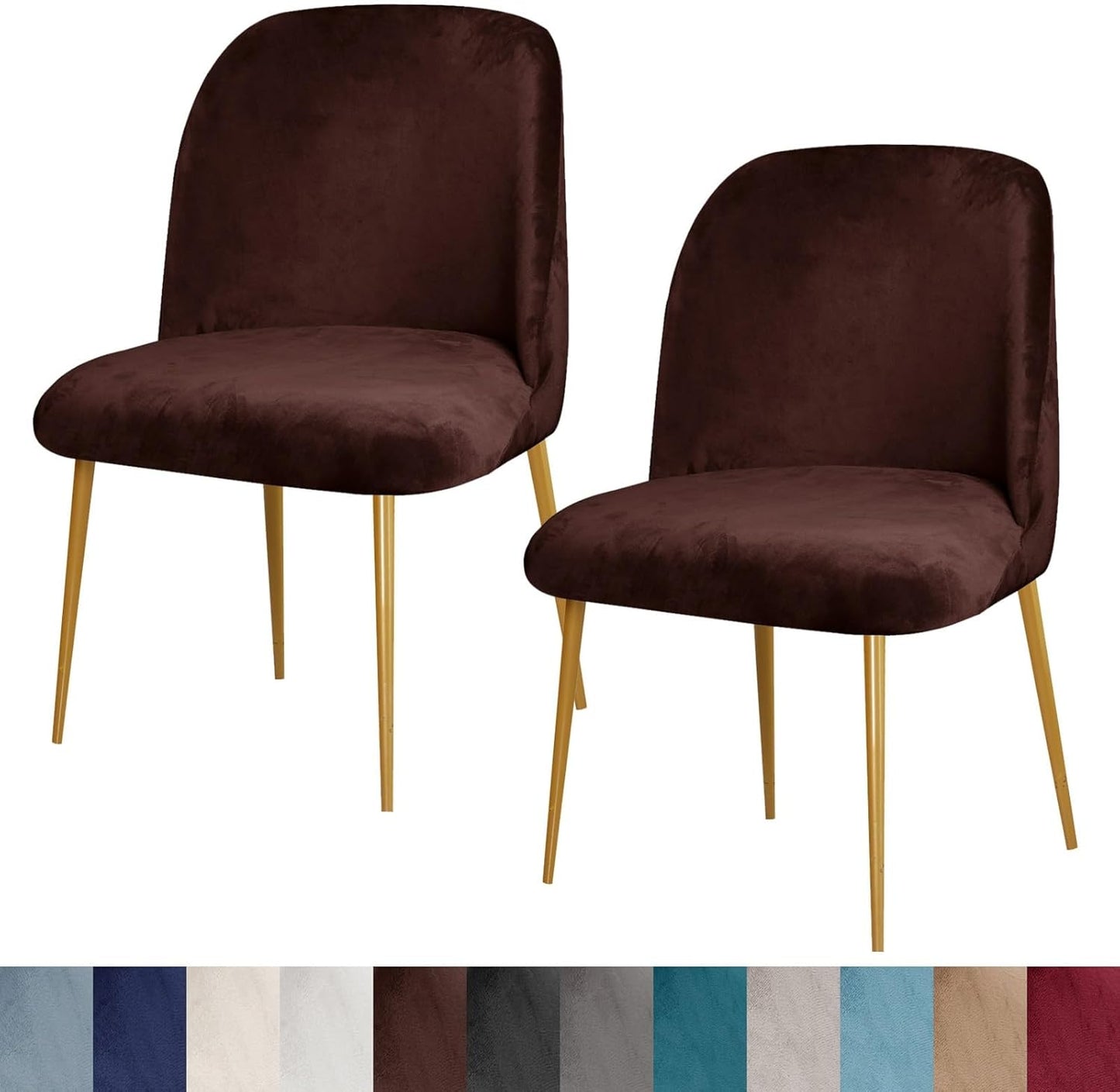 Set 1/2/4/6 Armless Velvet Curved Back Chair Covers Round Back Dining Room Chair Covers Slipcovers of Mid Century