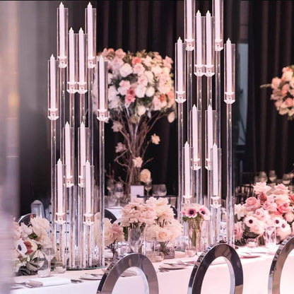 6PCS Candelabra 10 Arm Centerpieces for Tables Acrylic Bulk,Clear Floor Candle Holder for Wedding Candle Sticks Holder Decor for Baby Shower Party Event candelabros para centros de mesa