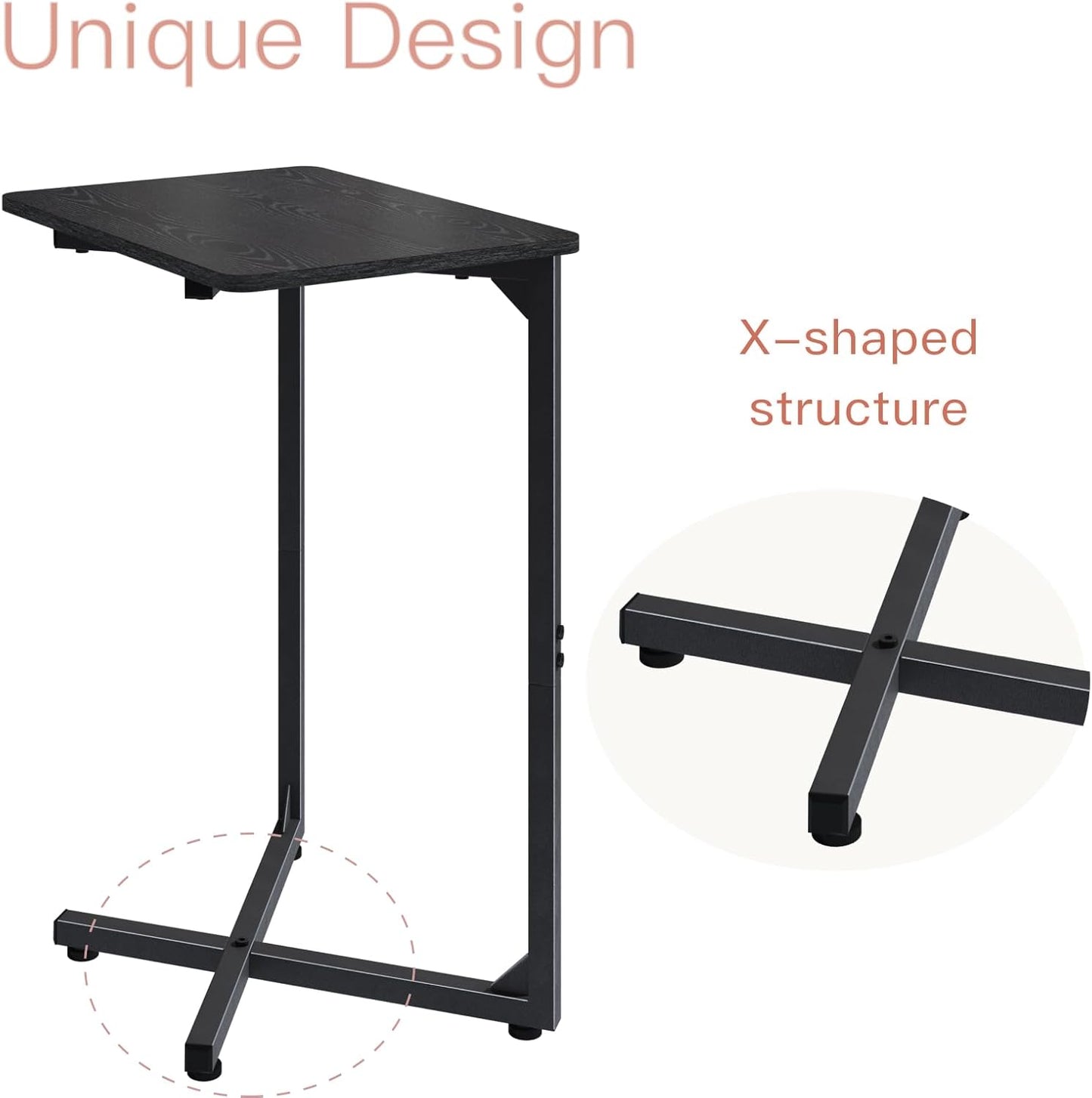 Generic ET-X-BKW1 NEFROM C-Shaped End Table, Small Couch Side Table, Sofa TV Tray Table for Living Room, Bedroom