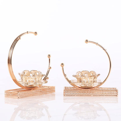 WAOCEO Candlestick Holders New Chinese Candle Holder Creative Crystal Glass Metal Candle Holder Ornament Home Restaurant Desktop Candlelight Dinner Candle Holders(Size:A)