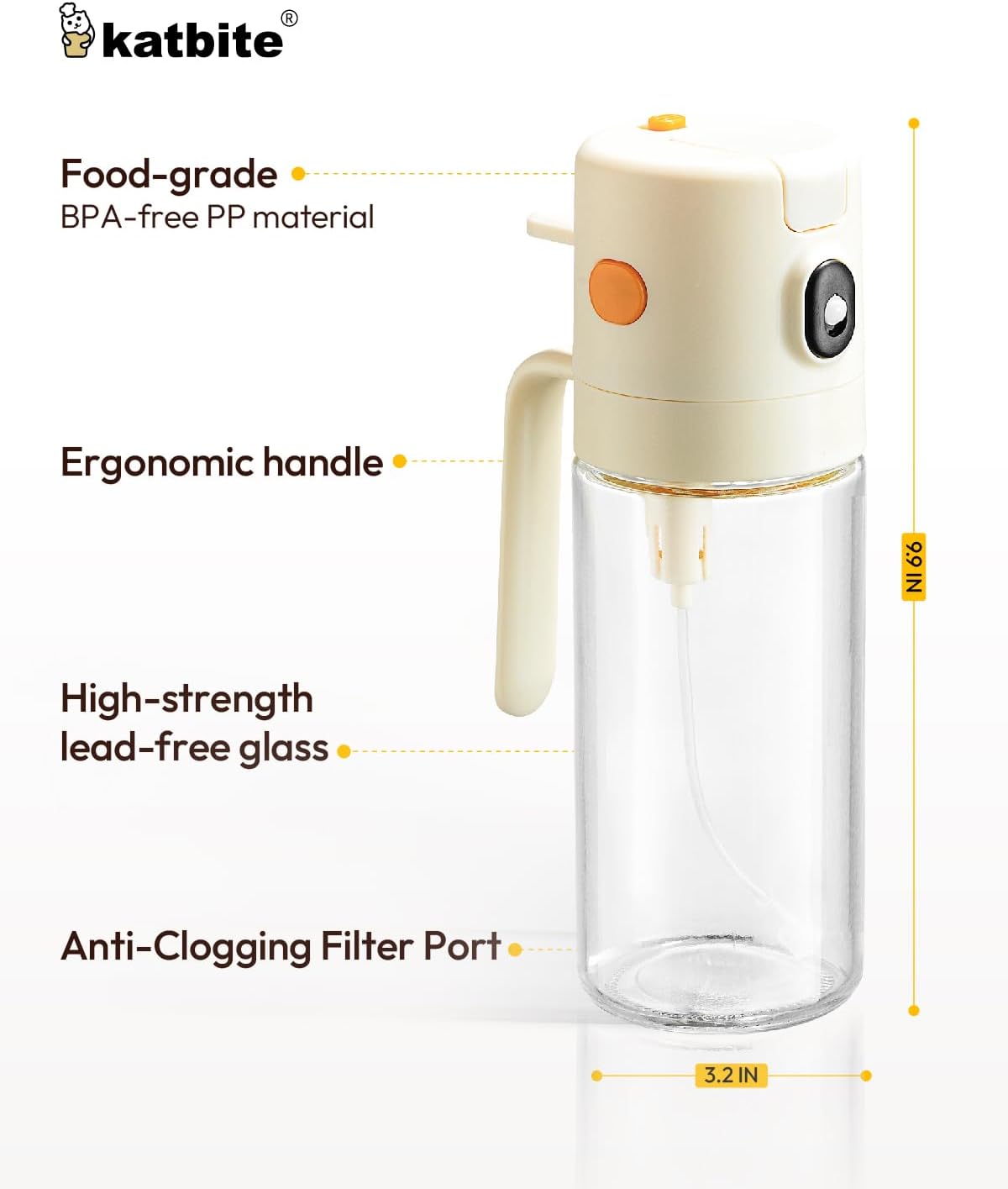 18.6 oz/550ml 2 1 Mist(0.5g/Spray) katbite olive oil dispenser bottle for Cooking, in glass oil bottle and oil sprayer