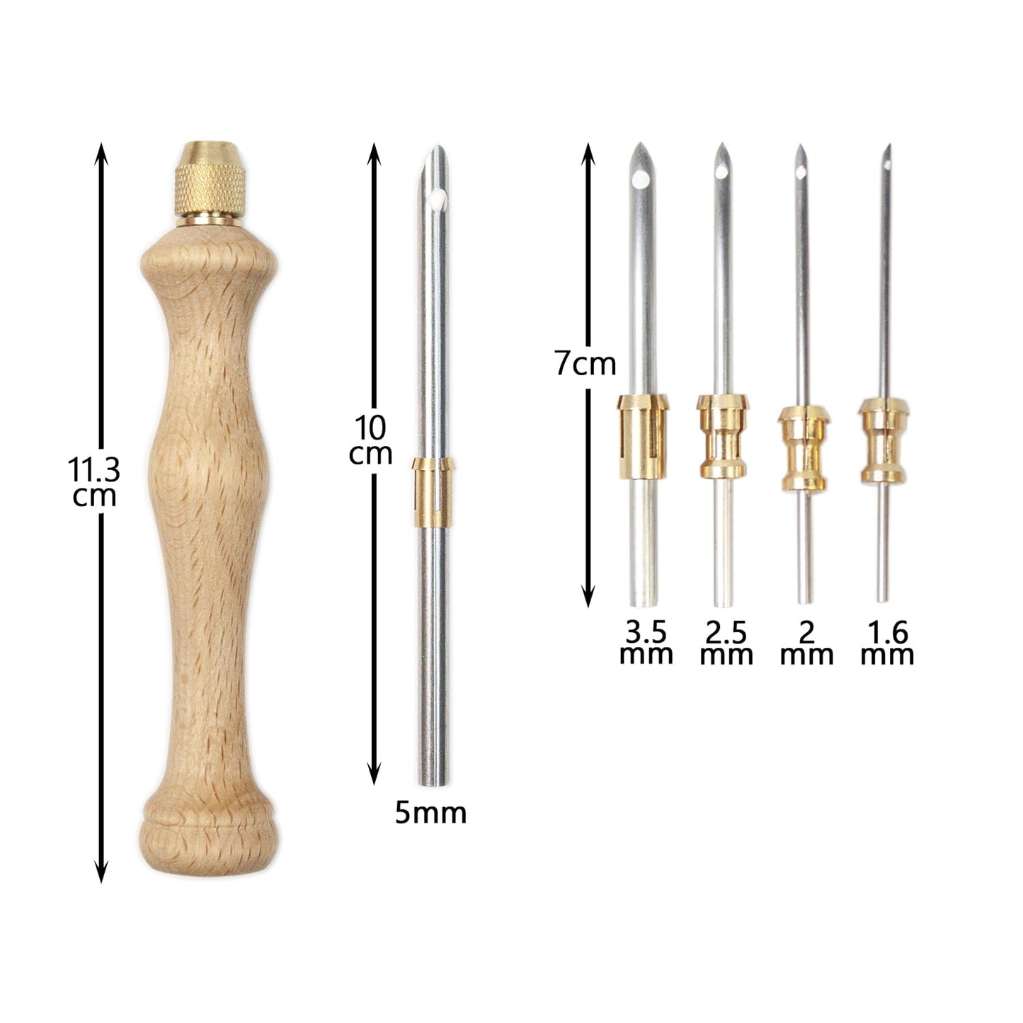 Lampstop Punch Needle Kit 1.6mm-2mm-2.5mm-3.5mm-5mm Metal Tubes Wooden Punch Needle Tool for Beginner Embroidery Floss Cross Stitching