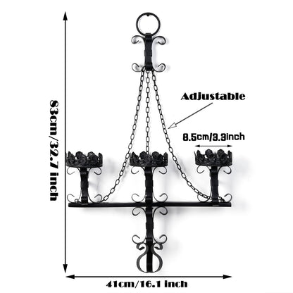 Black Wall Candle Sconces,3 Iron Candelabra,Gothic Victorian Decor,Rustic wall Candle Holder for Bathroom,Living Room,Dining Room Indoor Outdoor Use