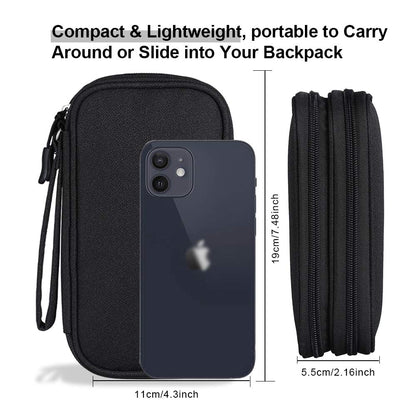 DDgro Travel Accessories Organizer Electronics Pouch for Keeping Certificates Charger/Power Bank/Cables/Mouse/Earphone (Medium, Black)