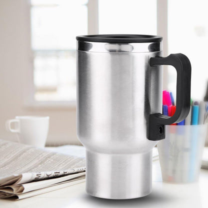 12V Electric Cup for Car, Stainless Steel Travel Heating Cup for Coffee Tea (12V 450ml)