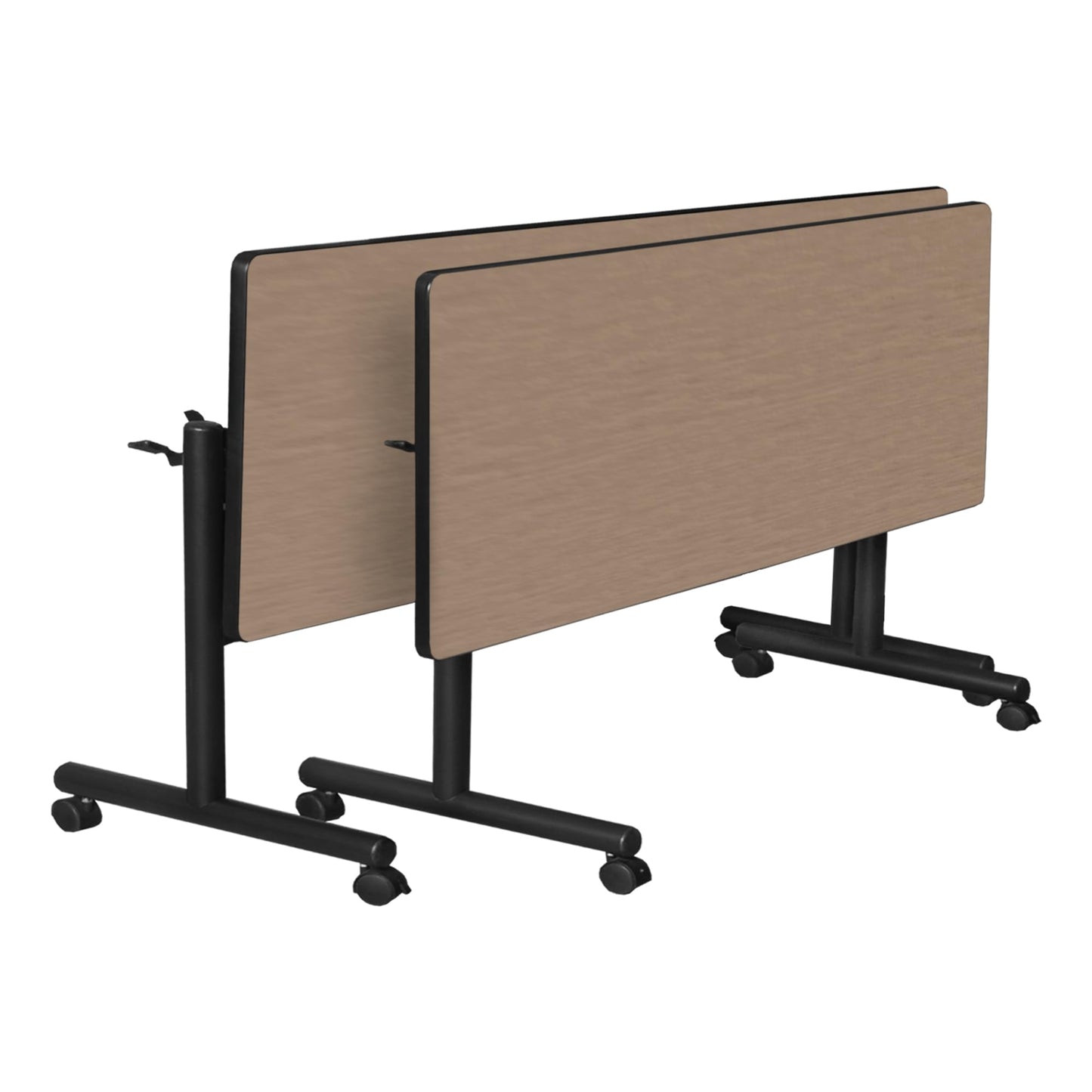 Regency Kobe 60 x 30 in. Flip-Top Training Nesting Table- Noble Oak, 2 Zeng Stack Chairs- Black