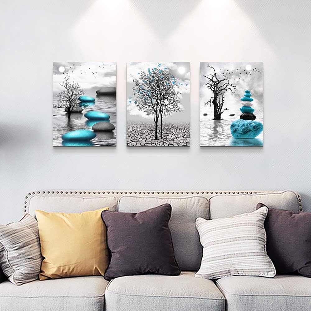 Canvas Wall Art for Living Room - Black and White Paintings - Modern 3 Piece Framed Art Prints for Home Decor
