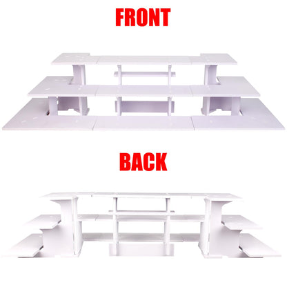 HAOWUJIN 3 Tier Corner Retail Display Stand Portable Product Shelves, White Store Retail Display Stand, Cupcake Stand, Candle Tumbler Display Rack for Craft Shows, Trade Shows, Farmers Market