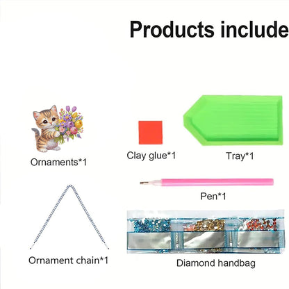 AIBOERL Diamond Art Hanging Kit for Adult,Special Shaped Rhinestone,Double Sided 5D DIY Acrylic Diamond Art Painting Window Pendants Home Garden Wall Hanging Kits Hanging Ornament (Cat)