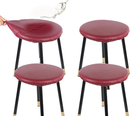 15"-20" 4 Pack Sigmat Round Stool Covers, Stretch Waterproof Bar Stool Seat Cover Round Chair Covers Burgandy