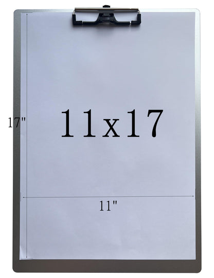 11x17 Metal Clipboard with Pen Holder,Contractor Heavy Duty A3 Size Aluminum Clipboards,Large Drawing Board with 304 Stainless Steel Clips