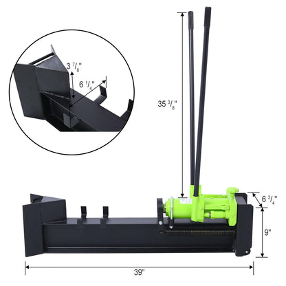 AMZSTAN 10 Ton Manual Hydraulic Log Splitter, Horizontal Steel Beam Wood Splitter with Wheels, 2-Speed Handle, Portable Firewood Splitter for Fireplace, Stove & Outdoor Use