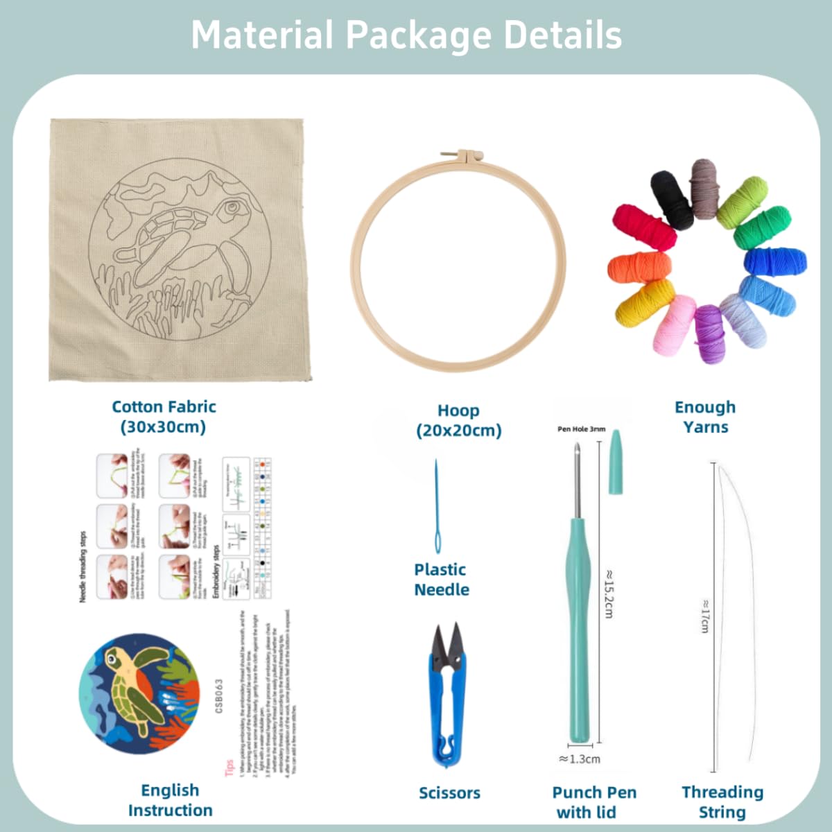 DIY Punch Needle Kits Goose and Flower Garland Easy for Beginners Embroidery Starter Set with Hoop Stress Relief Craft Hobby and Home Decor 20x20cm