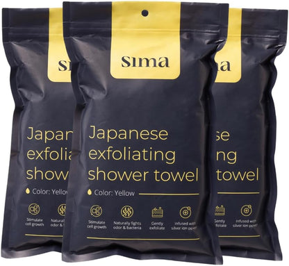 2 2 Pack) Exfoliating Washcloth Face & Body Scrub Towel - Japanese Exfoliating Towel with Hexagon Fibers, Body Scrubber