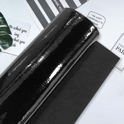 CALFOVERA 53 x 11.8 Inch Glossy Mirrored Faux Leather Roll 1mm Black PU Leather Sheet Smooth Solid Color Shiny Synthetic Leatherette Vinyl Fabric for DIY Craft Making Furniture Upholstery