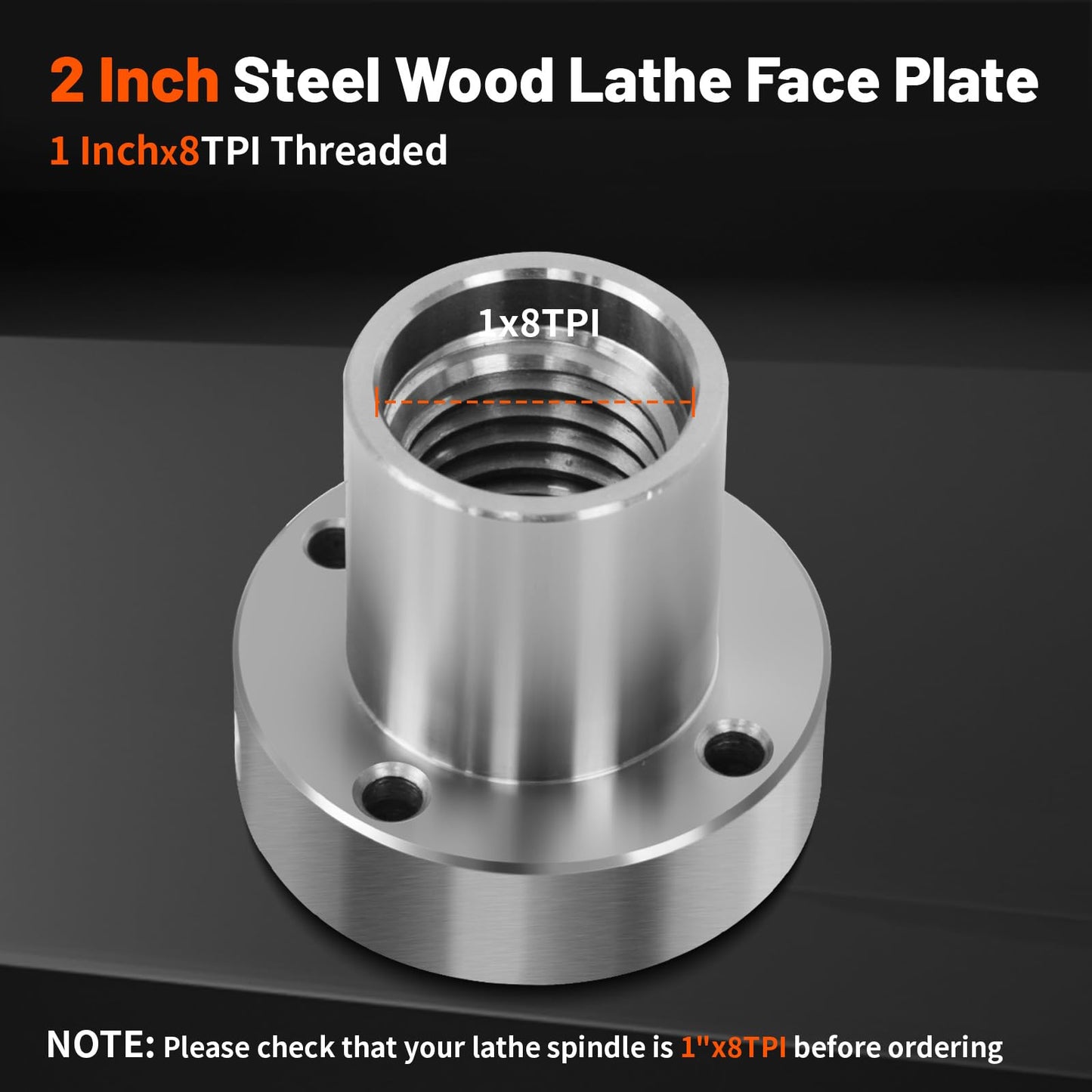 2" Steel Wood Lathe Faceplate,Faceplate for Wood Lathe,Lathe Face Plate Fit for 1" x 8TPI Spindle with Screwchuck