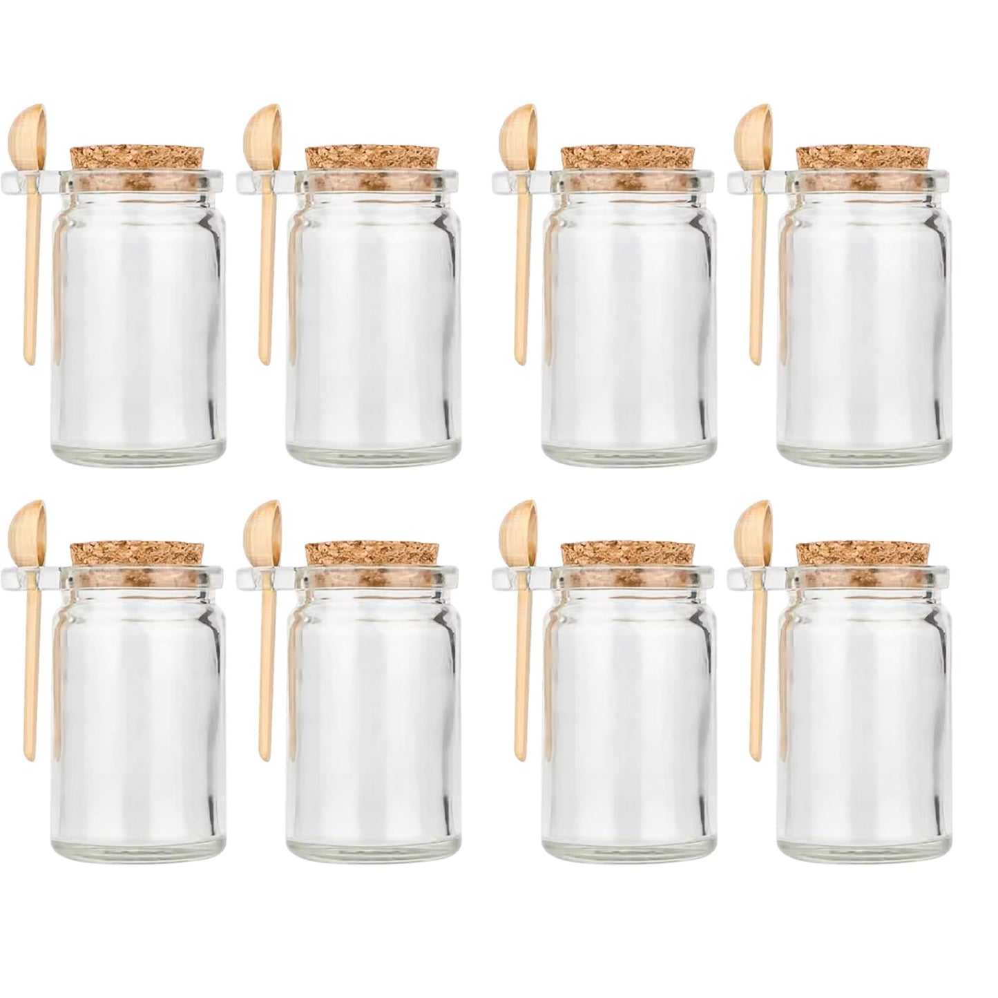Bath Salt Container, 8.5oz/250ml Bath Salt Jar, Glass Jar with Lid And Spoon, Salts Glass Storage Containers With Spoon, with Bamboo Lids Scoop Airtight Spice Sugar Containers Jars for Candy Spice (8)