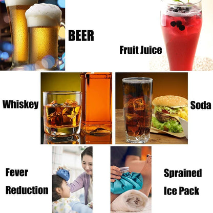 DERGUAM 8 Packs Fast-Cooling 304 Stainless Steel Ice Cubes, Whiskey Stones with Wine Opener, Nonslip Ice Tong & Tray