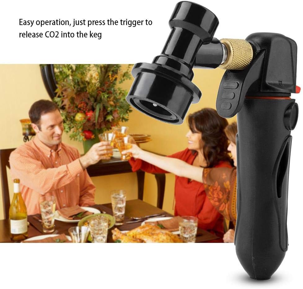 Portable Homebrew Keg Charger, Handheld CO2 Injector Draft Beer Dispenser for Homebrew Soda Valve (Black)