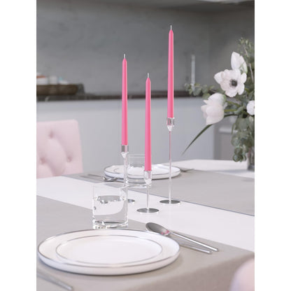 CANDWAX 10 inch Pink Taper Candles Set of 4 - Unscented Smokeless Dripless Tall Candle Sticks - Perfect as Easter Candles and for Holidays, Ordinary Dinners and Special Occasions - Pink Candlesticks