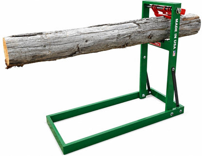 TORNWELL Log Holder Stand for Cutting Firewood, Heavy-Duty Steel Sawhorse with Self-Gripping Swing Arms, Hands-Free Wood Cutting Support for Chainsaw Use