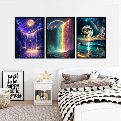 Mowana 6 Pack Diamond Art Kits for Adults - Moon Beach Diamond Painting Kits for Adults Beginners, 5D DIY Round dots Full Drill Gem Art for Home Wall Decor and Gifts 12x16inch