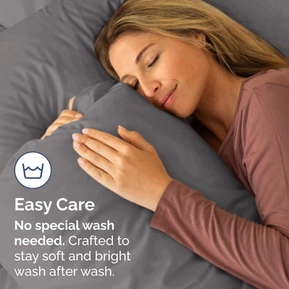 Standard Pillow Cases Set of 4 | Ultra Soft Hotel Quality Covers - Comfy Bedding in Dark Grey