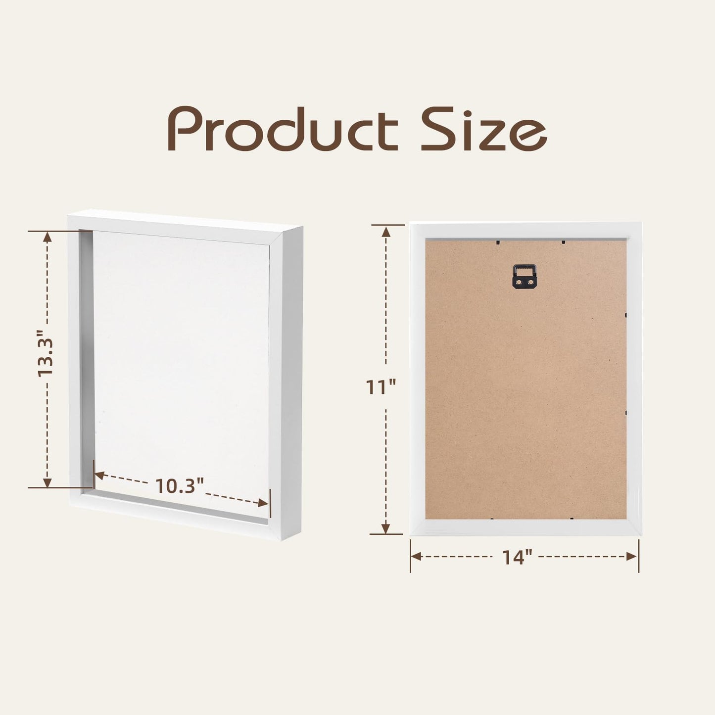 QDSSDECO 11x14 Shadow Box Frame with Linen Backboard & Real Glass, Wood Display Case, Deep Showcase to Hang The Photos, Tickets, Wedding Bouquets, Medals, Baby Sports Memorabilia,White