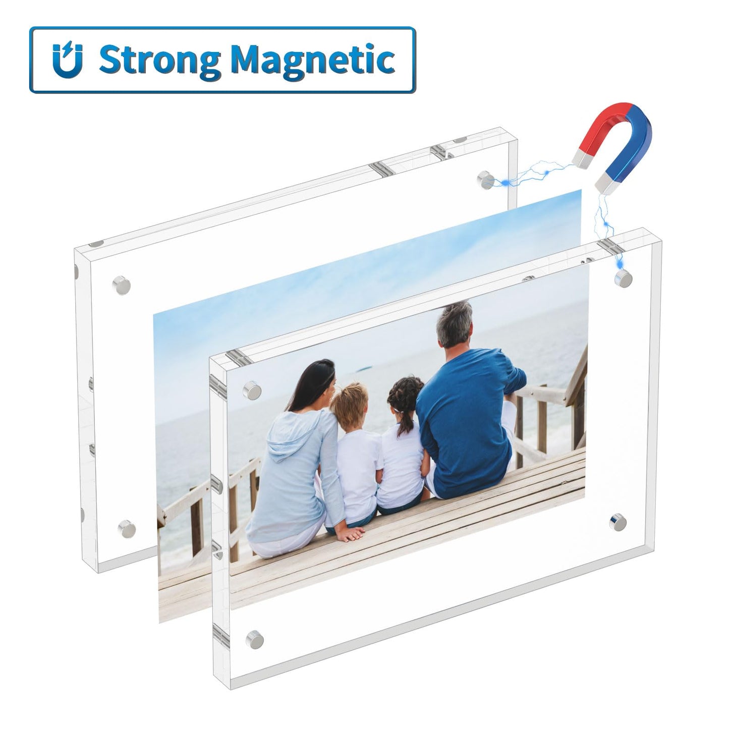 AITEE 4x6 Acrylic Picture Frames 3 Pack, 20% Thicker Block, Clear Picture Frames Freestanding Double Sided Magnetic Acrylic Lucite Frameless Transparent Square Frame Gift for Desktop Display