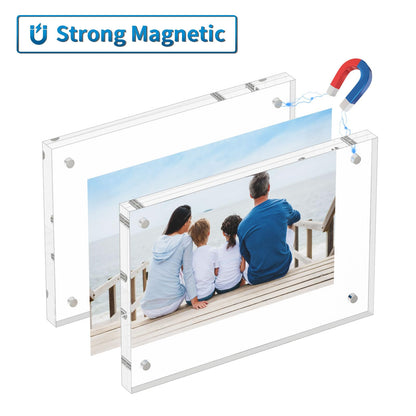 AITEE 4x6 Acrylic Picture Frames 3 Pack, 20% Thicker Block, Clear Picture Frames Freestanding Double Sided Magnetic Acrylic Lucite Frameless Transparent Square Frame Gift for Desktop Display