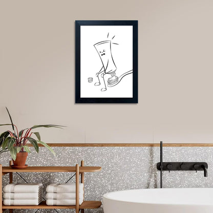 Regine Switzerland Black and White Bathroom Wall Art - Funny Minimalist Toilet Decor | Framed Canvas Print