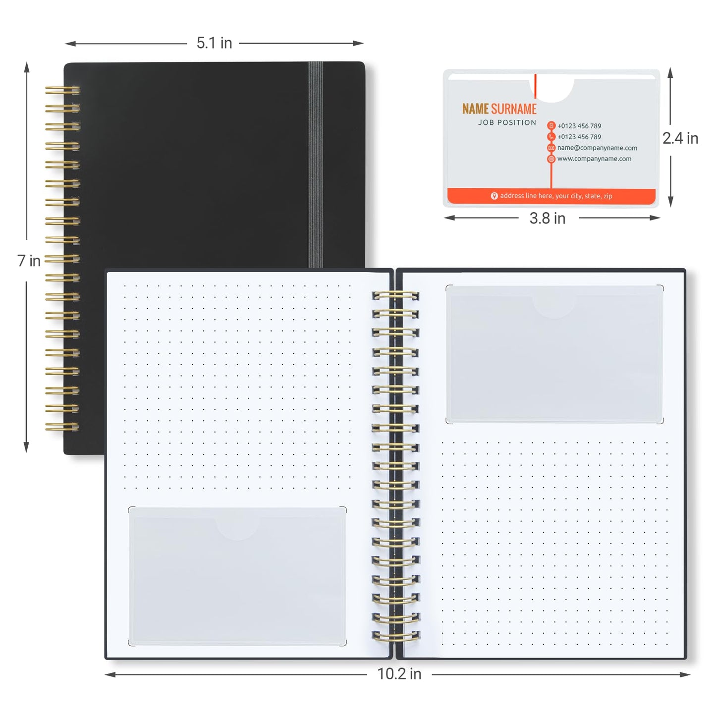 OneSky Business Card Organizer, Credit Card Organizer, Large Notes Area for You to Record any Information about the Card, Suitable for Business/Credit/Gift Cards,etc.Capacity: 64 Cards (BLACK)
