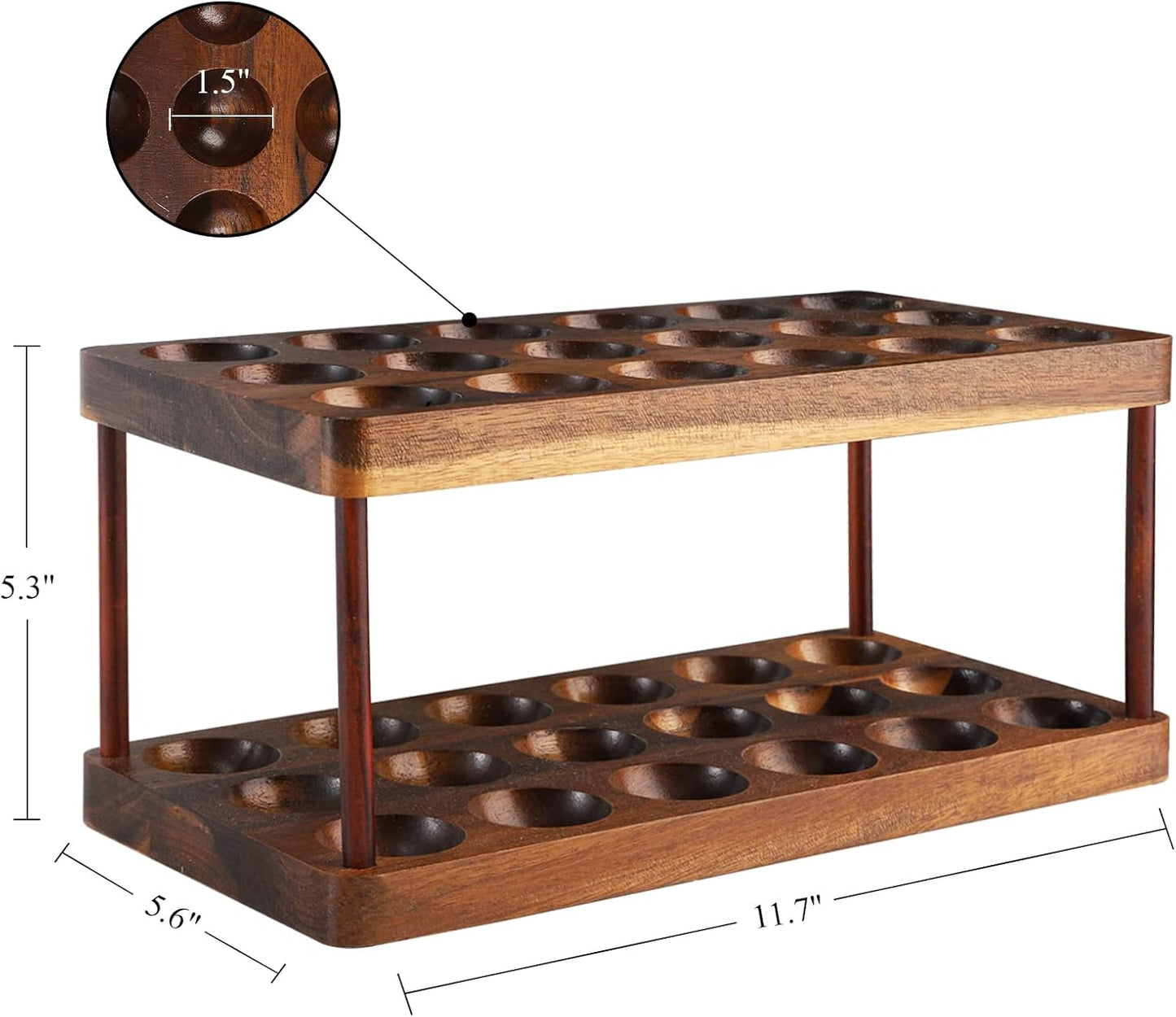 YOUEON Acacia Wooden Egg Holder - Double Layer Egg Tray Holds 36 Fresh Eggs, Rustic Decor for Countertop and
