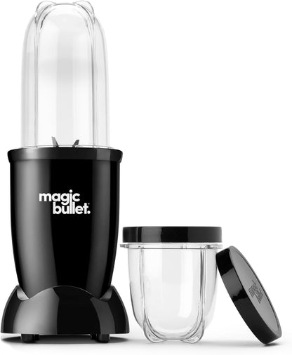Magic Bullet Blender Set - 7-Piece 250W Blender & Food Processor with 2 Cups - Compact Design for Smoothies & Sauces - Silver