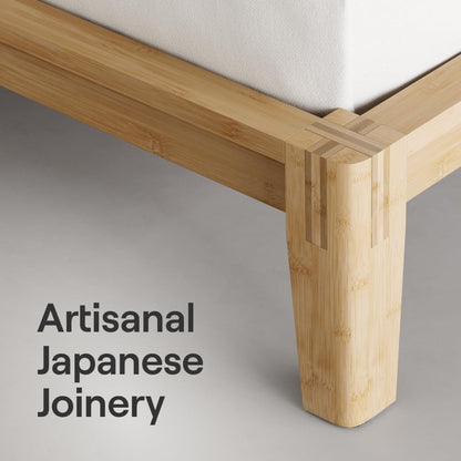 Nectar Bamboo Platform Bed Frame - King - Natural - Floating Center Support Legs - 12” Height - Easy Tool Free Set Up - Contemporary and Durable - Sturdy Wooden Support Slats - Holds Up to 800 Pounds
