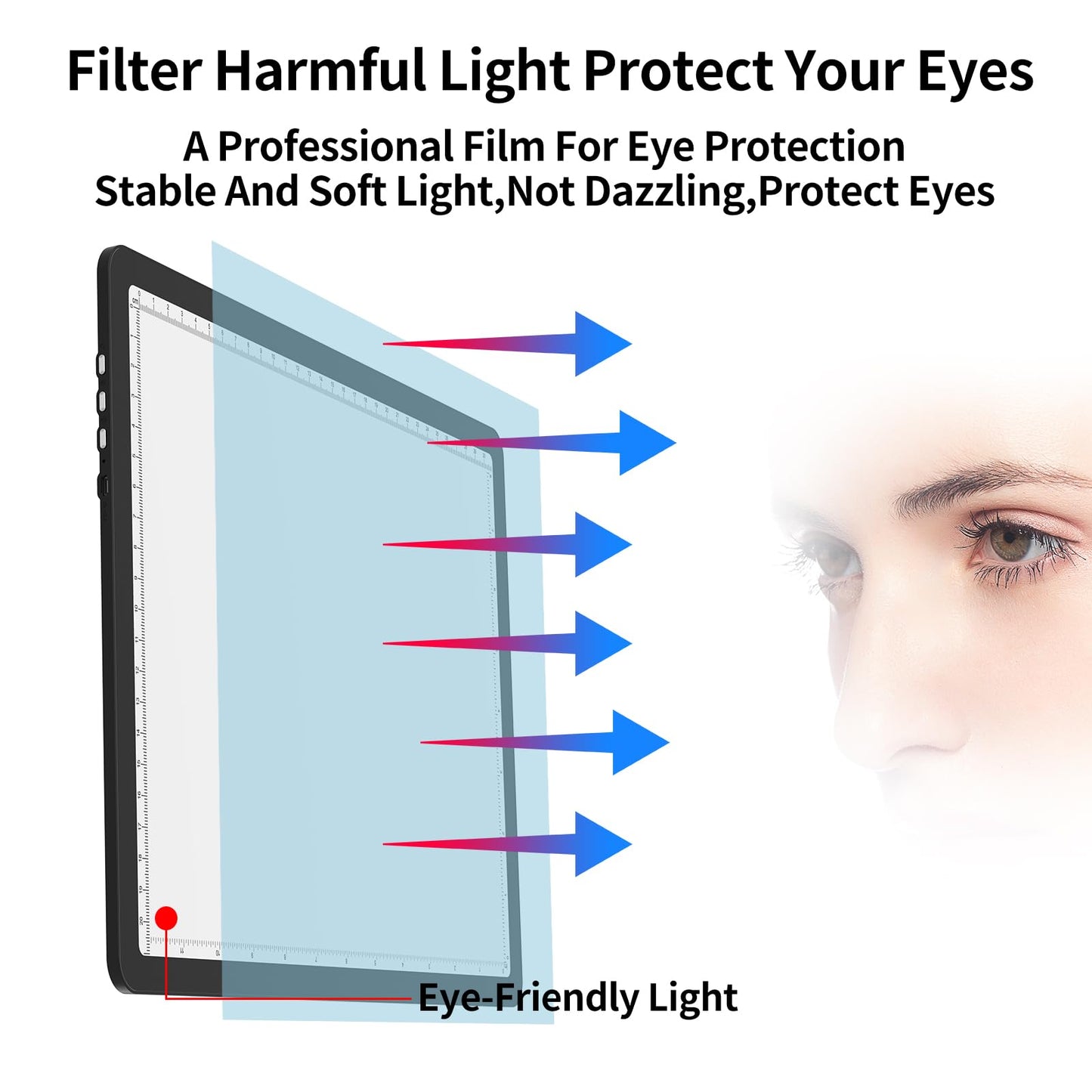 Phylosal Rechargeable A4 LED Light Pad for Diamond Painting, Ultra-Thin Magnetic Tracing Light Box for Drawing, Diamond Art Light Board with Side Button, Super Bright Light Table for Sketching (Black)