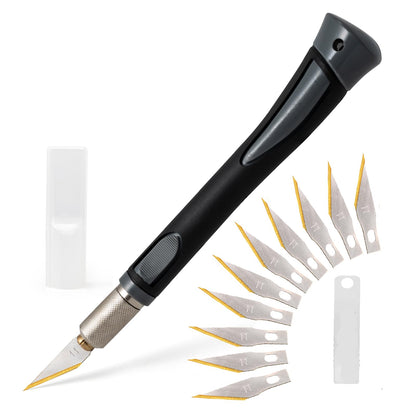 EHDIS Exacto Hobby Knife Set, Precision Art Craft Utility Knife Kit with 10PCS # 11 Titanium Coated Blade Refill for Working-Stencil, Scoring, Scrapbooking, Architecture Modeling, Crafting